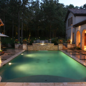 A courtyard pool finished with Verde